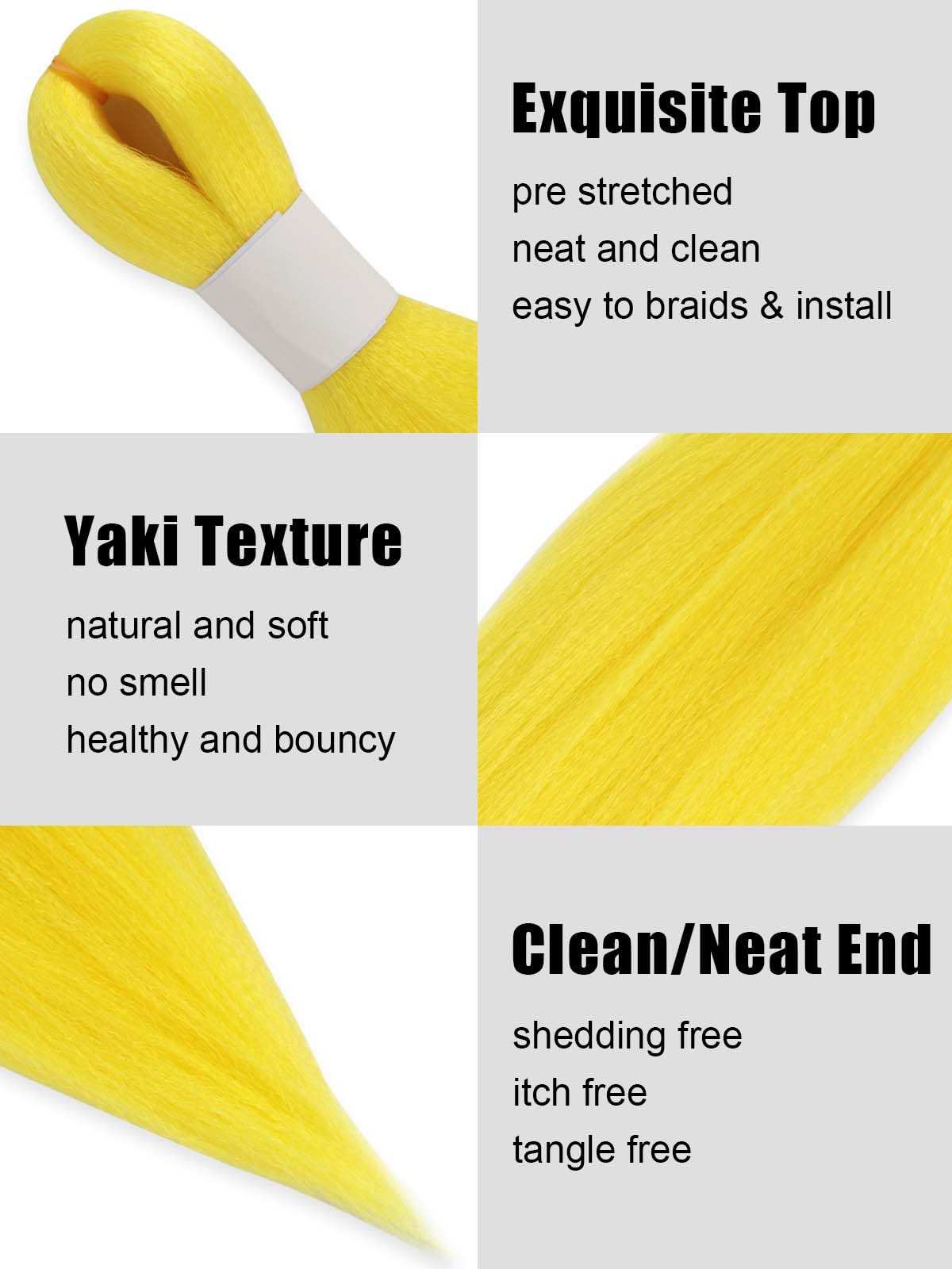 KAVSORAPI Yellow Braiding Hair 12 Inch Pre Stretched Hair Colored Short Straight Crochet Braids Yaki Texture Synthetic Fiber 8 Packs (Yellow)