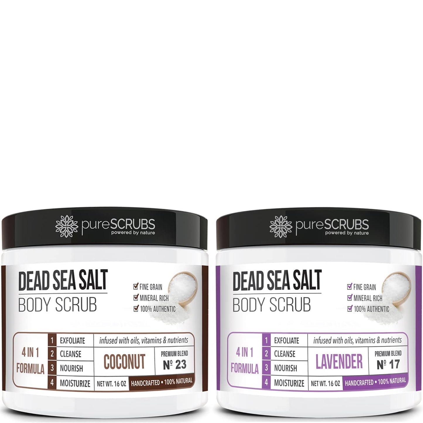 pureSCRUBS Coconut Dead Sea Salt Scrub + Lavender Body Scrub