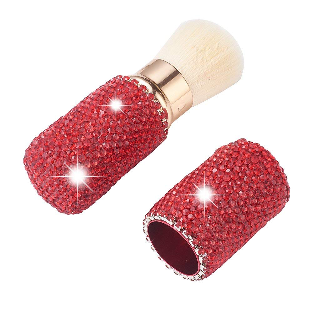 XhuangTech Bling Make Up Brush Crystal Makeup Travel Brushes Blusher Rhinestone Cover Foundation Highlight Blush Cosmetic Tools (Red)