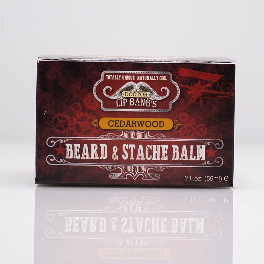 Doctor Lip Bang's Vegan Beard and Stache Balm | Cedarwood | Cruelty-Free | 100% All Natural | Paraben-Free | Made in the United States | Great for Grooming Beards and Mustaches