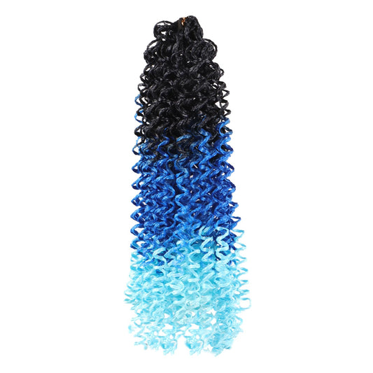 8 Packs of 55-Inch Wavy Small Box Braids Crochet Hair - Knots, Curls, and Waves with ZiZi Braids Synthetic Hand Crochet Extensions - 28 Strands/Pack - Ideal for Black Women(Black/Blue/Sky Blue)