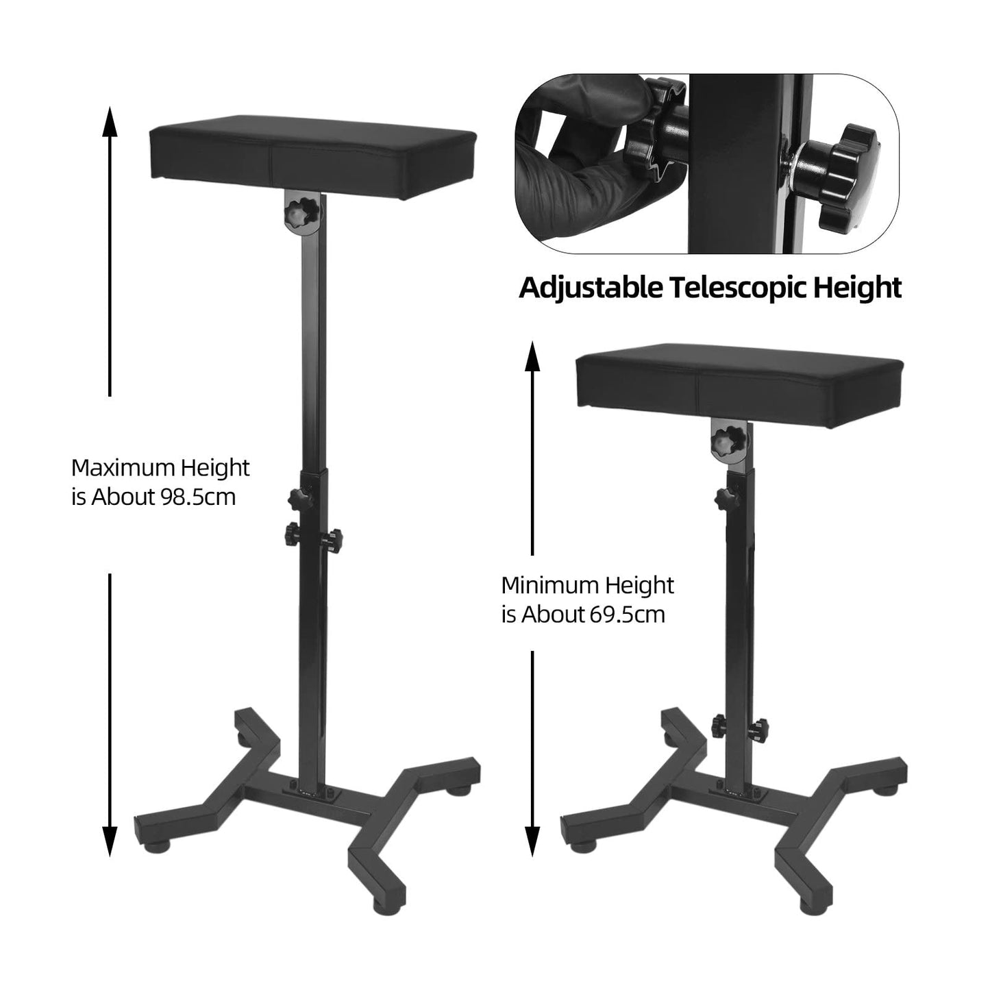 ATOMUS Tattoo Armrest Stand Bracket Adjustable Height Tattoo Arm Leg Rest Holder Arm Bar Pad Tattoo Chair Tattoo Salon Tool (3#)