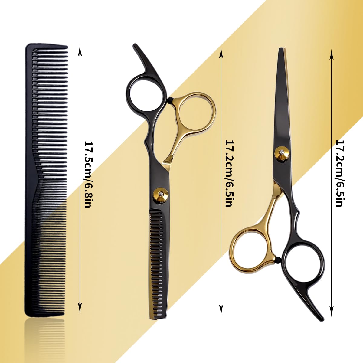 8 PCS Hair Cutting Scissors Kit,Black Blue Professional Home Hair Cutting Barber/Salon Thinning Shears,Hair Cutting Shears Hair Cut Blending Salon Scissor for Men Women Pet