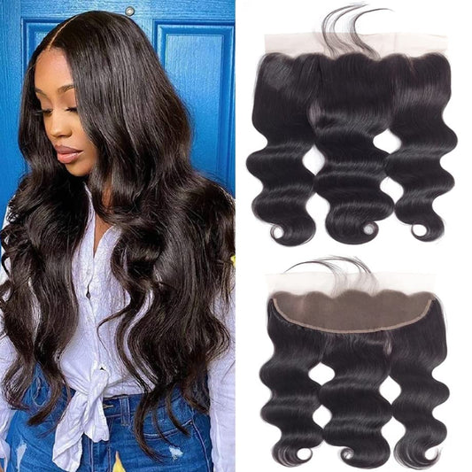 13x4 Body Wave Frontal Human Hair 20 Inch HD Lace Frontal Closure 10A Unprocessed Brazilian Virgin Hair Ear to Ear Transparent Lace Frontal Pre Plucked with Baby Hair