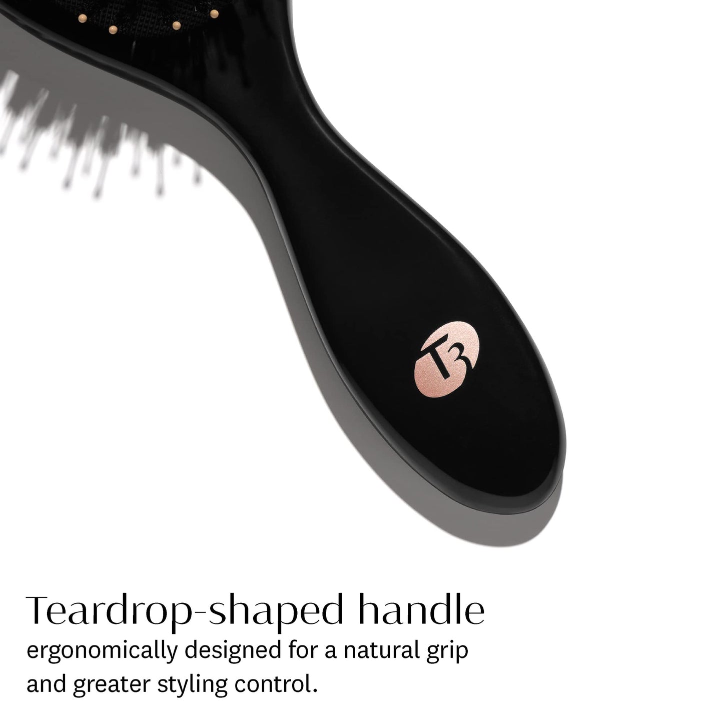 "T3 Polish & Shine Premium Vegan Boar and Nylon Oval Hairbrush with Dual Bristle Design for Smoothing and Detangling"