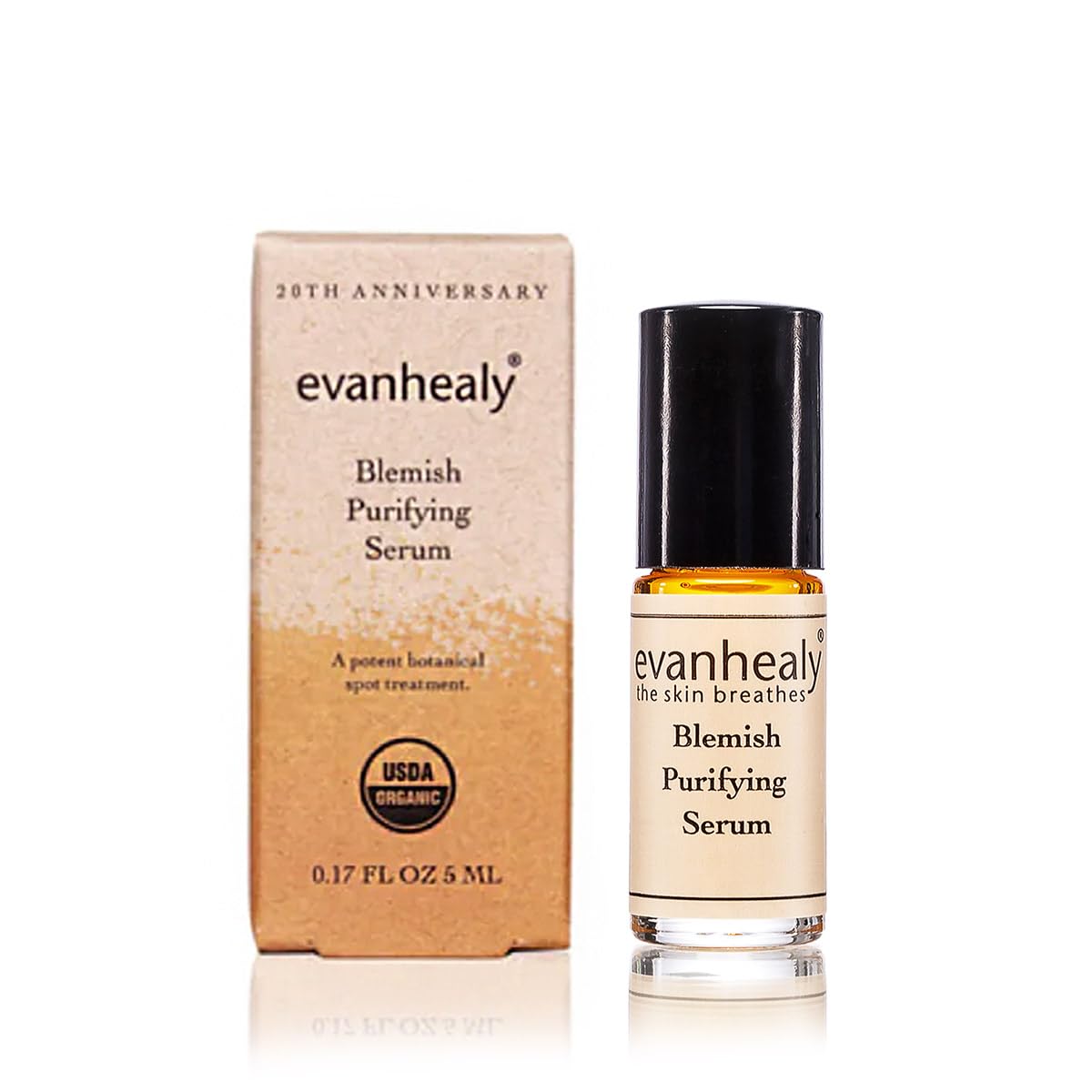 evanhealy Blemish Purifying Serum | Organic Facial Serum Roll-On for Blemishes | Natural Spot Treatment with Essential Oil for Oily & Sensitive Skin | Rosehip Seed Oil & No Drying Alcohol