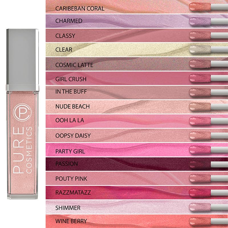 Pure Cosmetics Pure Illumination Lip Gloss - LED-lit Applicator w/Side Mirror - Non-Sticky, Moisturizing & Hydrating Lip Glosses - Soothes & Heals Dried Chapped Lips (Wine Berry)