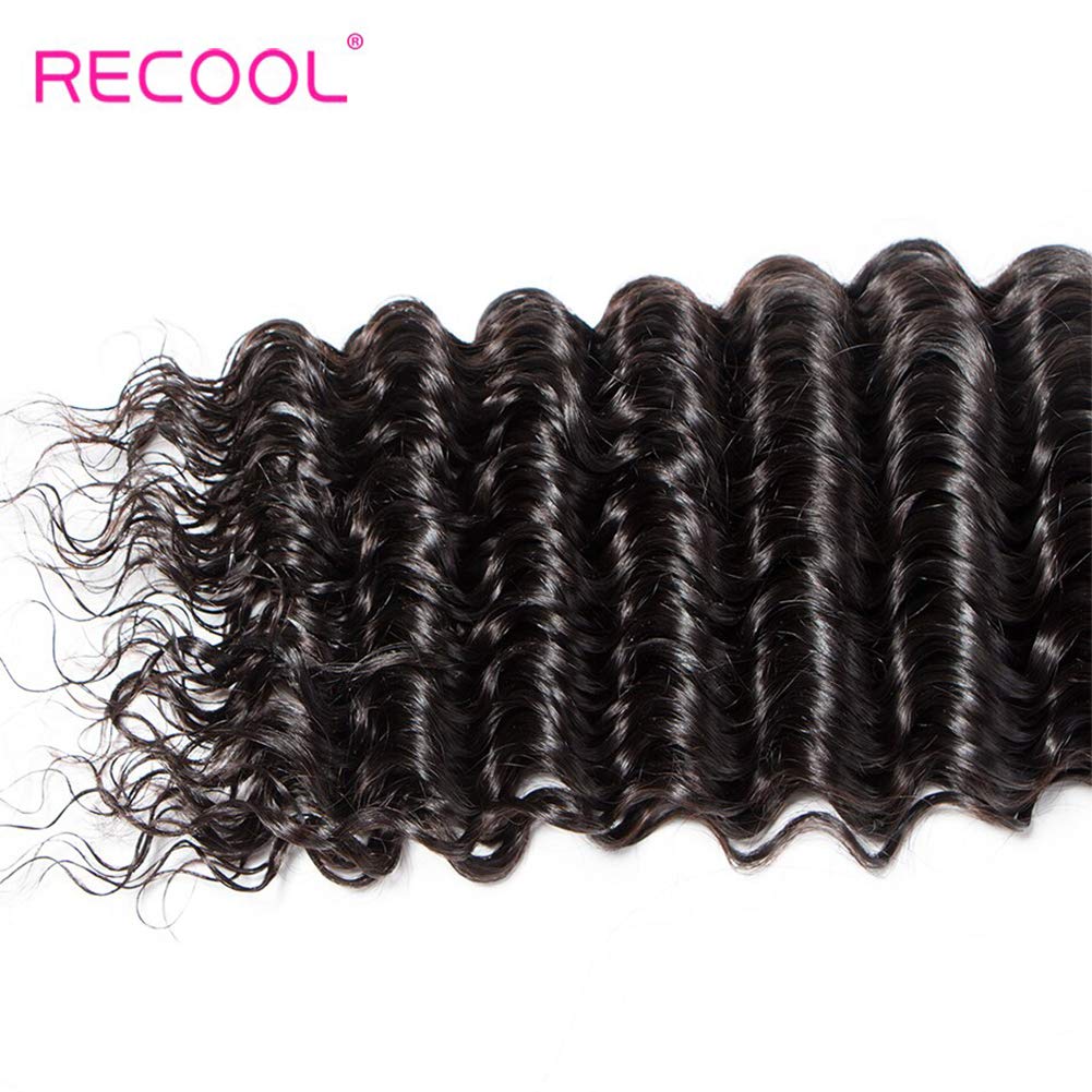 RECOOL 10A Brazilian Hair Deep Wave Bundles Human Hair Extensions One Piece Separately Bundle Single Bundle Natural Color(1 bundle 22 inch, deep wave)