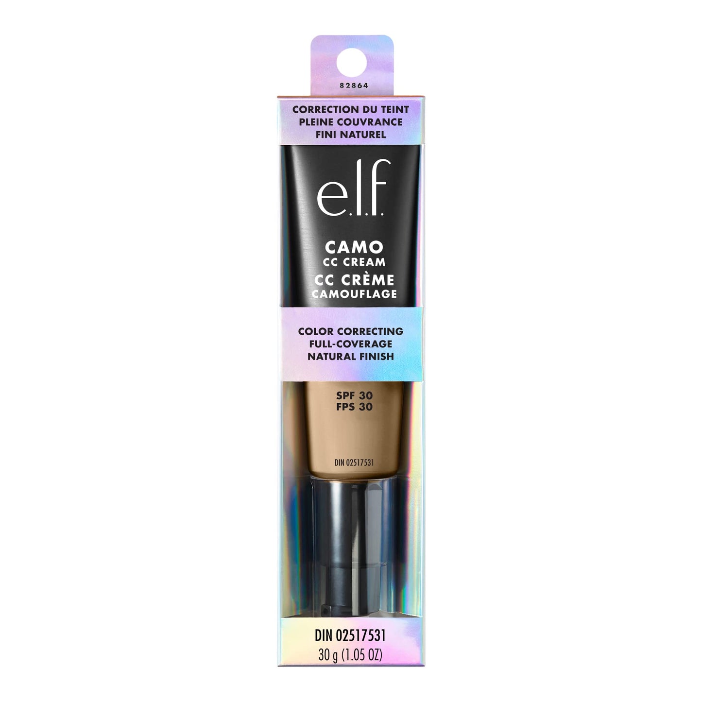 e.l.f. Camo CC Cream, SPF 30 Color-Correcting Medium-To-Full Coverage Face Foundation, Delivers An Airbrushed Finish, Vegan & Cruelty-Free, Light 205 N