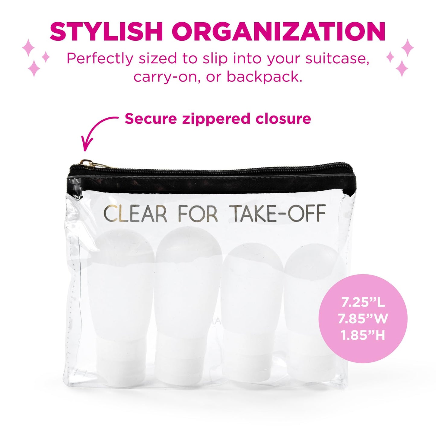 Miamica Toiletry Kit, Clear & Black, 4-Piece