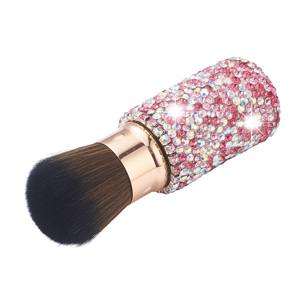 XhuangTech Bling Make Up Brush Crystal Makeup Travel Brushes Blusher Rhinestone Cover Foundation Highlight Blush Cosmetic Tools (Pink)