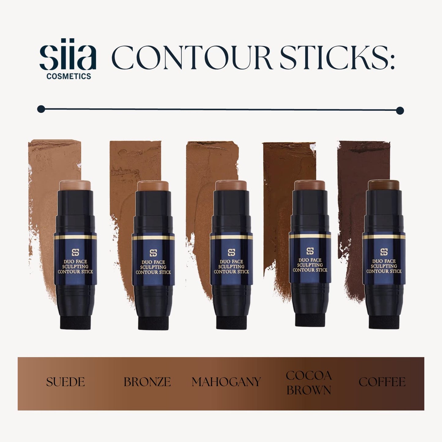 SIIA Cosmetics, Duo Face Sculpting Contour Bronzer Stick, Dual-Use Applicator for Perfect Sculpt & Blend, Natural Finish, 32 Ounce (Coffee)