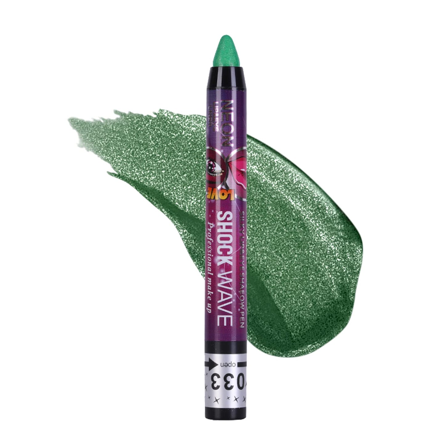 MEICOLY Green Eyeshadow Stick,Metallic Shimmer Crayon Eye Makeup,Green Eye Shadow Eye Makeup,Green Glitter Eyeshadow,Waterproof & Long Lasting Shiny Bright Rotating Eye Shadow Sticks,2 Pcs