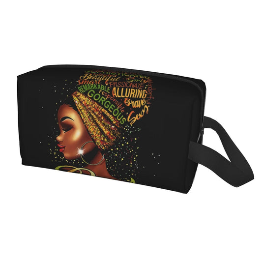 African Women Cosmetic Bag Travel Makeup Pouch Waterproof Makeup Bag for Purse Portable Toiletry Bag Organizer