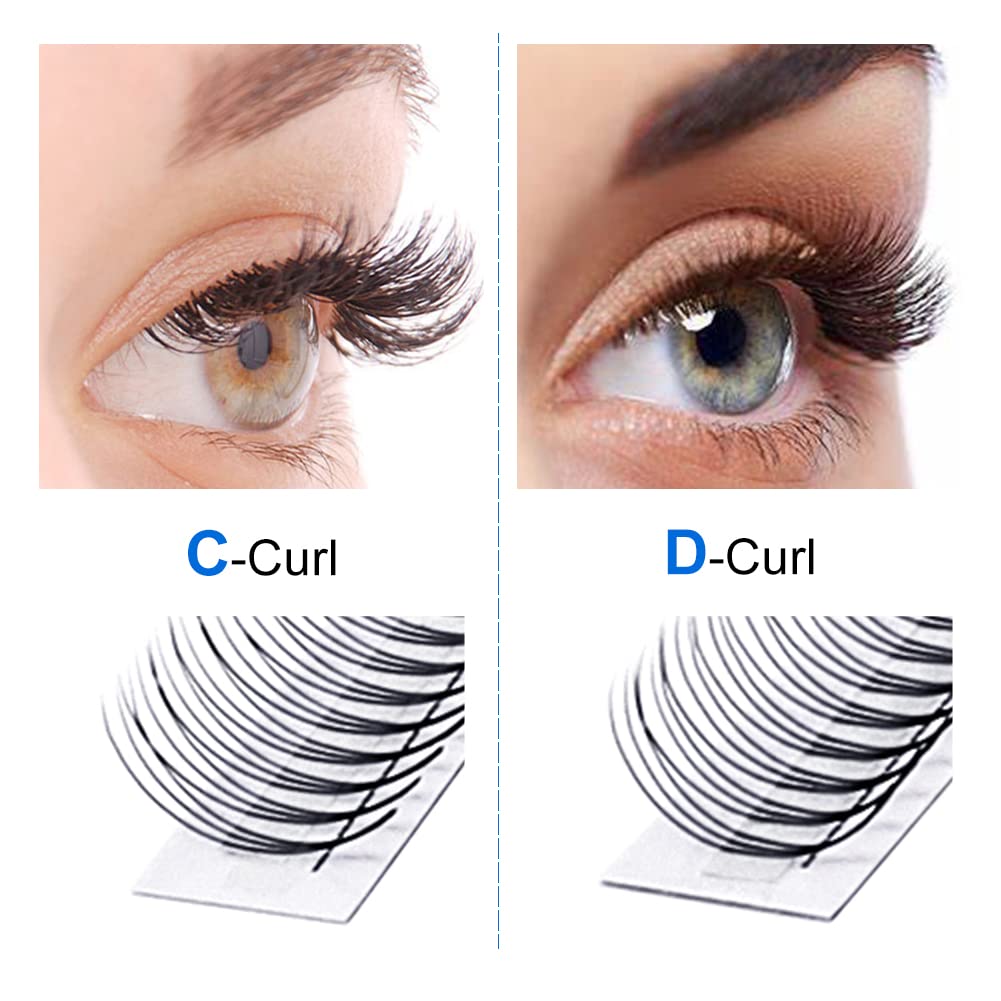 Premade Fans Eyelash Extensions 3D 6D 10D Volume Lash Extensions 0.07mm Thickness Short Stem Heat Bonded Premade Fans Russian Volume Pre-fanned Lash Extensions(3D-0.07-D, 8-14mm Mixed Tray)