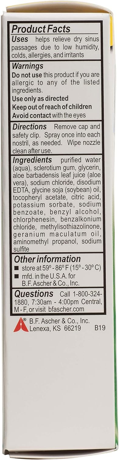 AYR Saline Nasal Gel No-drip Sinus Spray with Soothing Aloe Vera, 0.75 Fl Oz Spray Bottle, (Pack of 2)