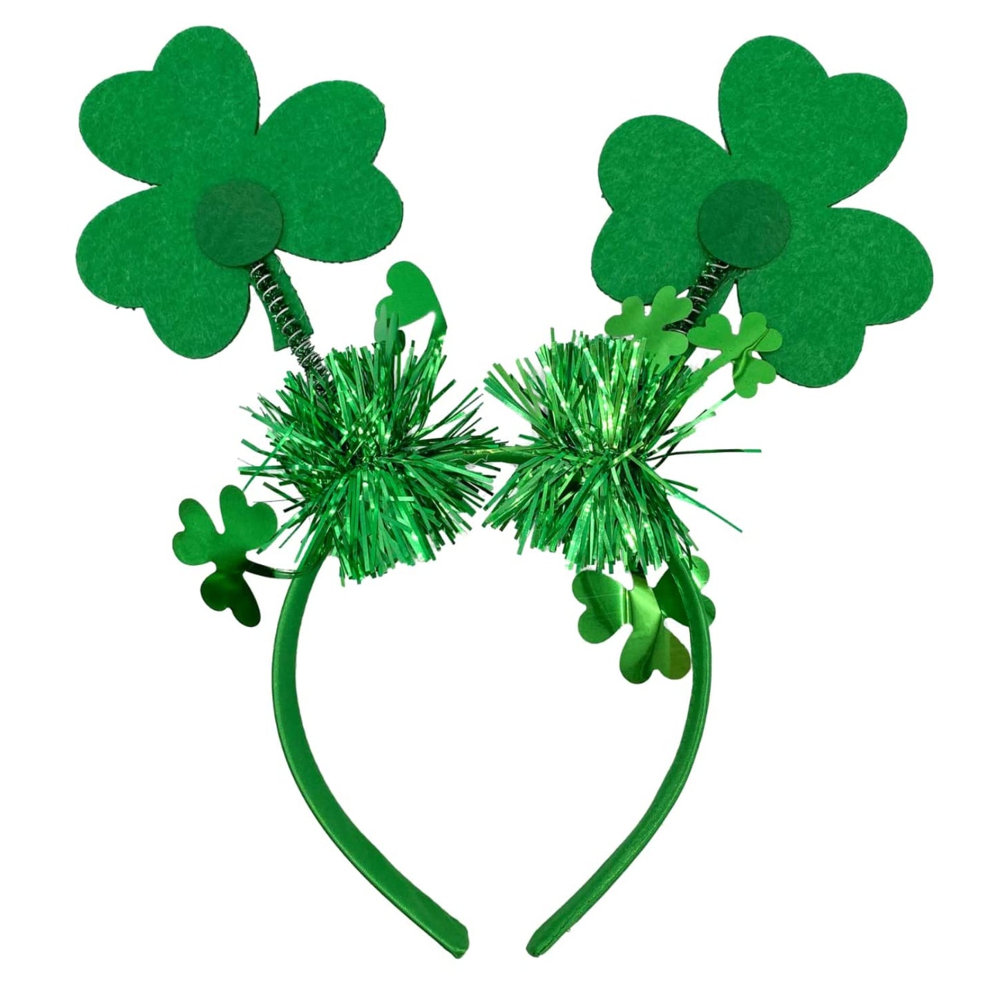 Needzo Little Top Hat St. Patrick's Day Sequin Headband, Green Hair Accessory With Clovers and Tulle for Holidays and Themed Parties, One Size Fits Most (Shamrock Bopper)