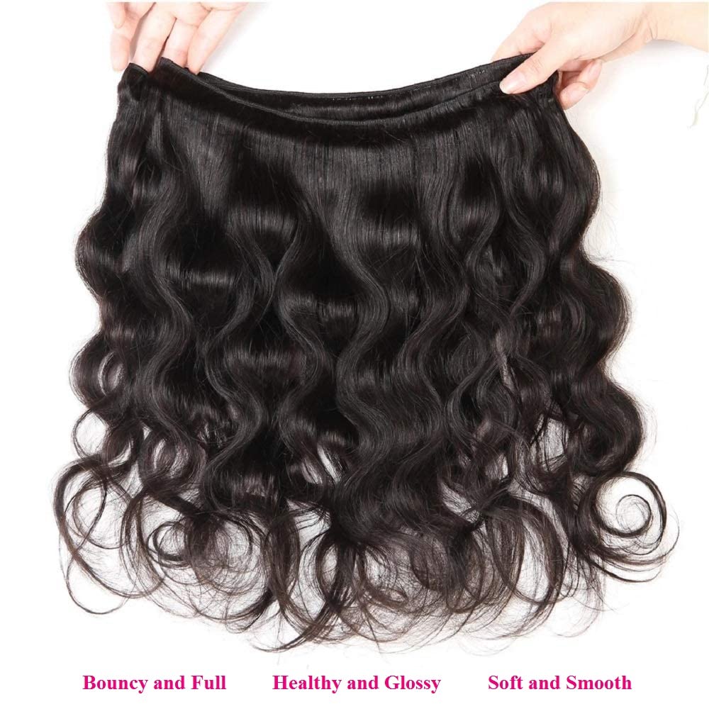 10A Brazilian Body Wave 18 Inch (Pack of 1) Bundles Human Hair 1 Bundle 100% Unprocessed Virgin Remy Hair Body Wave Single Bundles Human Hair Weave Bundles Natural Black