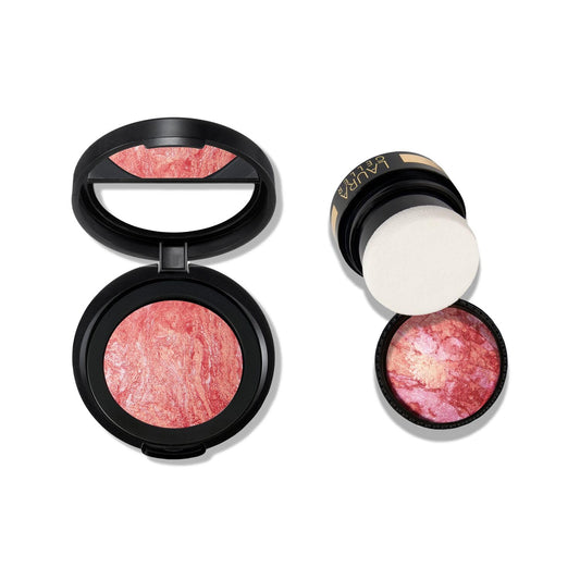 LAURA GELLER NEW YORK Home and Away Kit - Baked Blush-n-Brighten Marbleized Blush, Tropic Hues - Full Size + Travel Size Duo