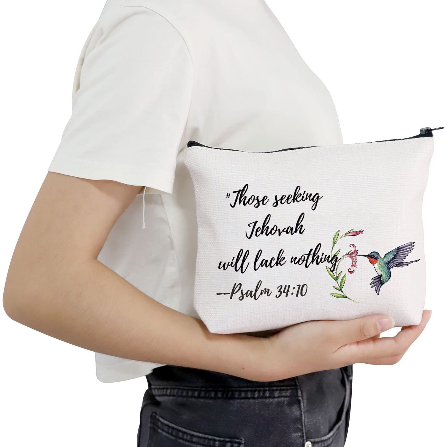 POFULL Pioneer School 2022 Gift JW Gifts Psalm 34:10 Gift Those seeking Jehovah will lack nothing good Cosmetic Bag (Those seeking Jehovah bag)