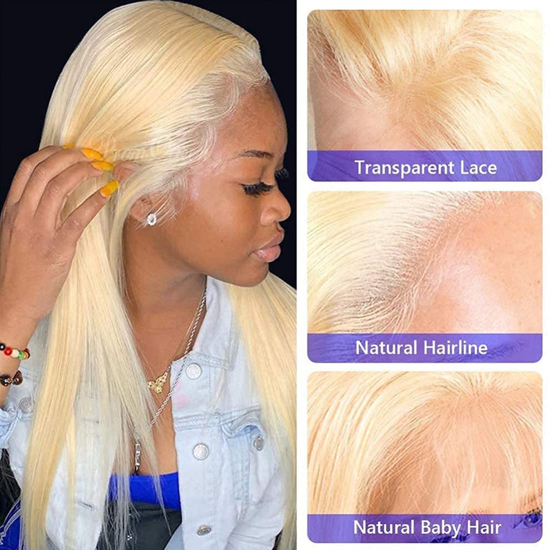 613 Frontal Straight Blonde 13X4 Transparent Hd Lace Frontal Closure 100% Russian Blonde Human Hair Ear To Ear Blonde Frontal 12A Brazilian Virgin Remy Human Hair Extension 20 Inch