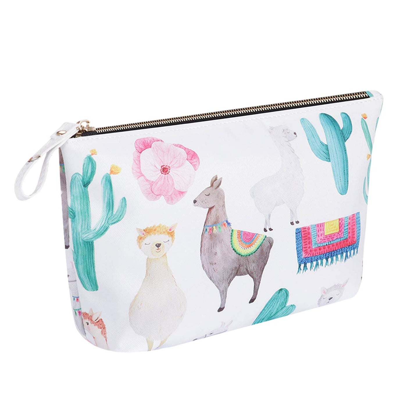 HAWEE Cartoon Toiletry Cosmetic Bag for Women Waterproof Roll-up Makeup Pouch Travel Accessories Storage Organizer, Llama