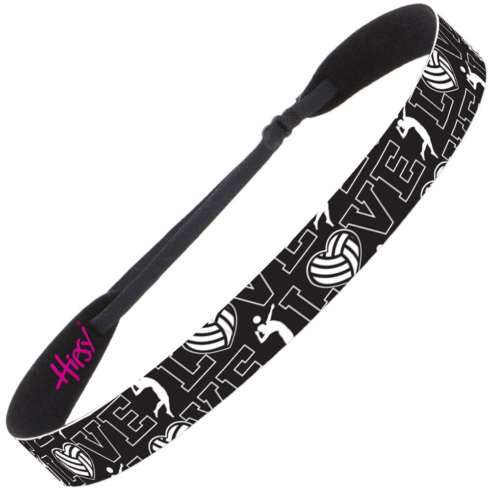 Hipsy Adjustable No Slip Volleyball Headbands for Women Gift Packs (Black Love Volleyball 2pk)