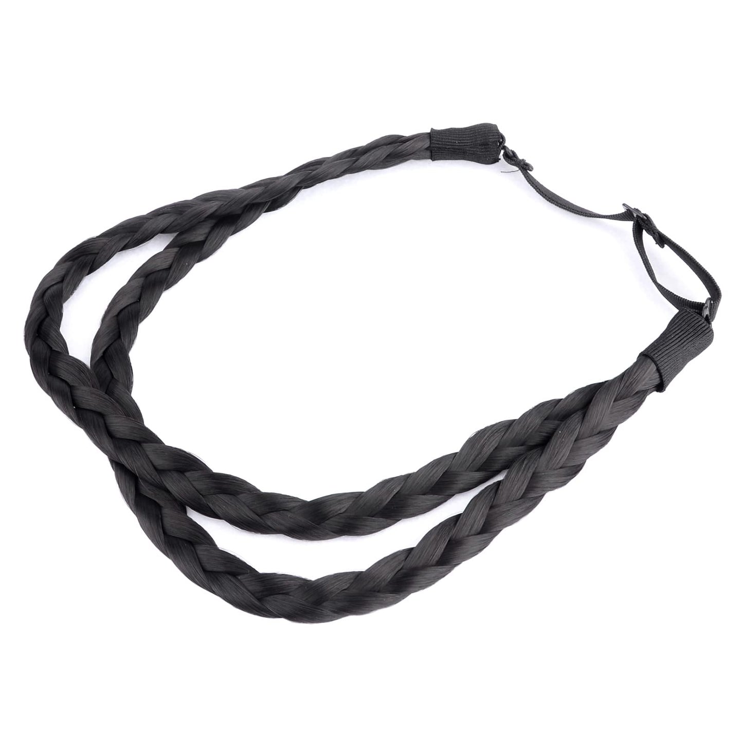 DIGUAN Double Three Strand Synthetic Hair Braided Headband Hairpiece Extension Women Girl Beauty accessory (Black)