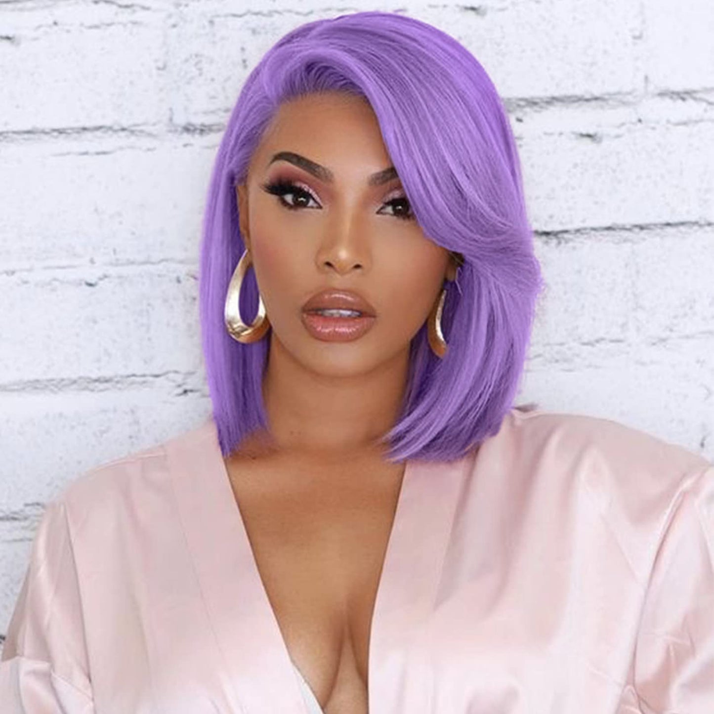 Dorosy Hair Purple Bob Wig 13x4 Lace Front Wigs Human Hair Short Bob Transparent Lace Pre Plucked Hairline with Baby Hair 150% Density Brazilian Straight Bob Wigs(14 inch)