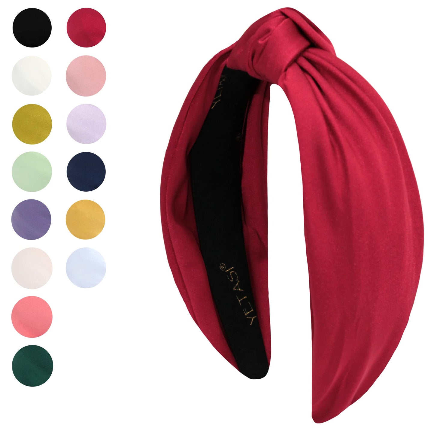 YETASI Red Headbands for Women Ruby Red Fashion Knotted Headband made of Silk Quality Satin Fabric. Non-slip, Comfortable Top Knot Head band