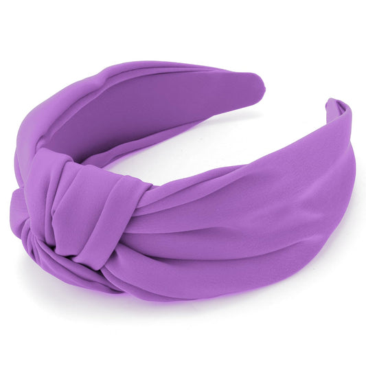 TOBATOBA Purple Knotted Satin Silk Wide Non Slip Fashion Headbands for Women's Hair Accessories