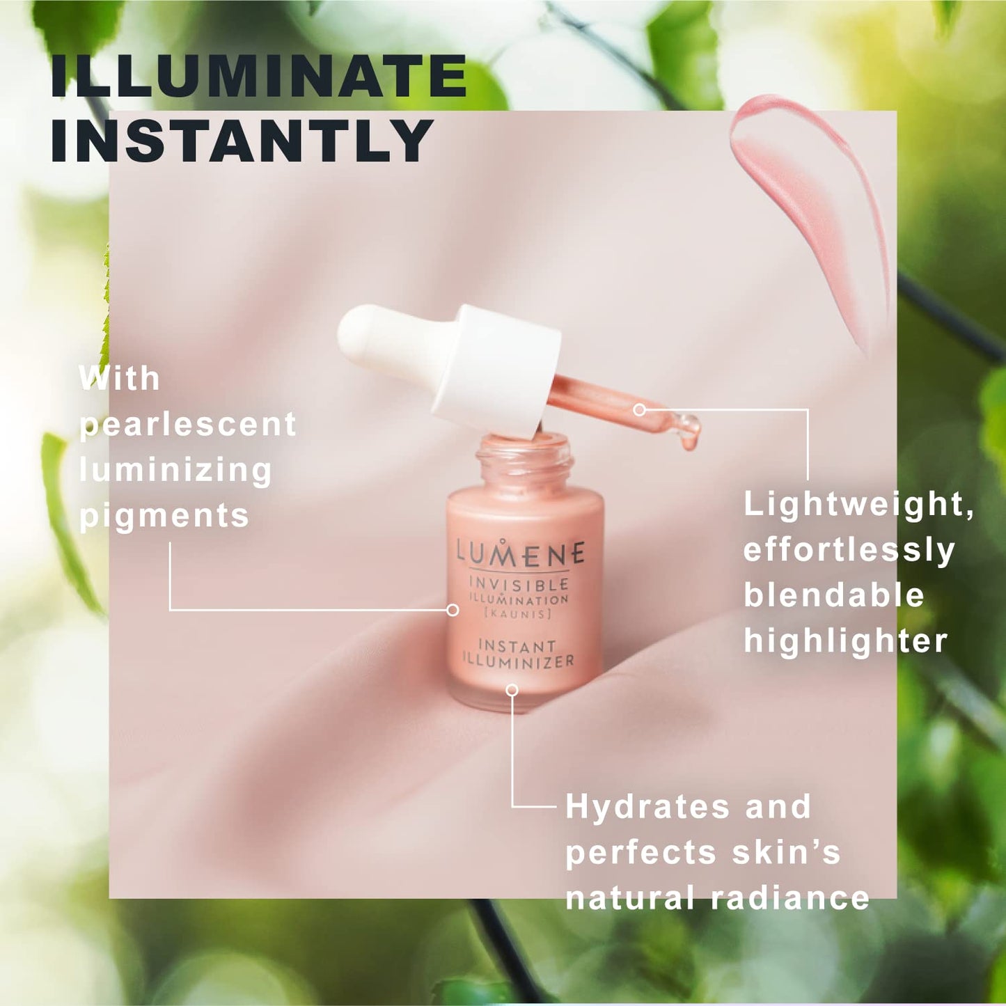 Lumene Invisible Illumination [Kaunis] Liquid Bronzer - Skincare-Infused Bronzing Drops with Buildable Texture - Made with Pearlescent Pigments for a Luminous Complexion - Summer Glow (15ml)