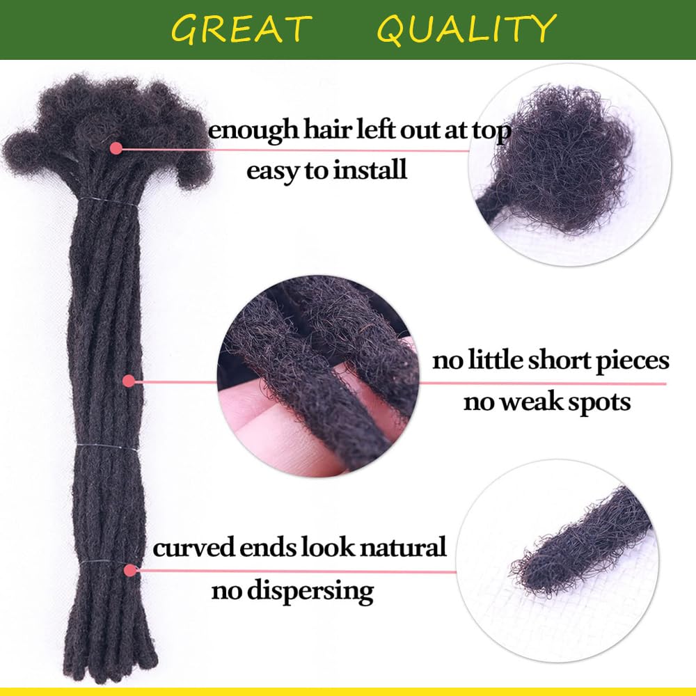 AUTYBEI 0.6cm 8 inch 30 Strands Loc Extensions Human Hair Dreadlock Extensions For Men Lock Extensions Human Hair Natural Human Dread Extensions Human Locs Extensions Bundles