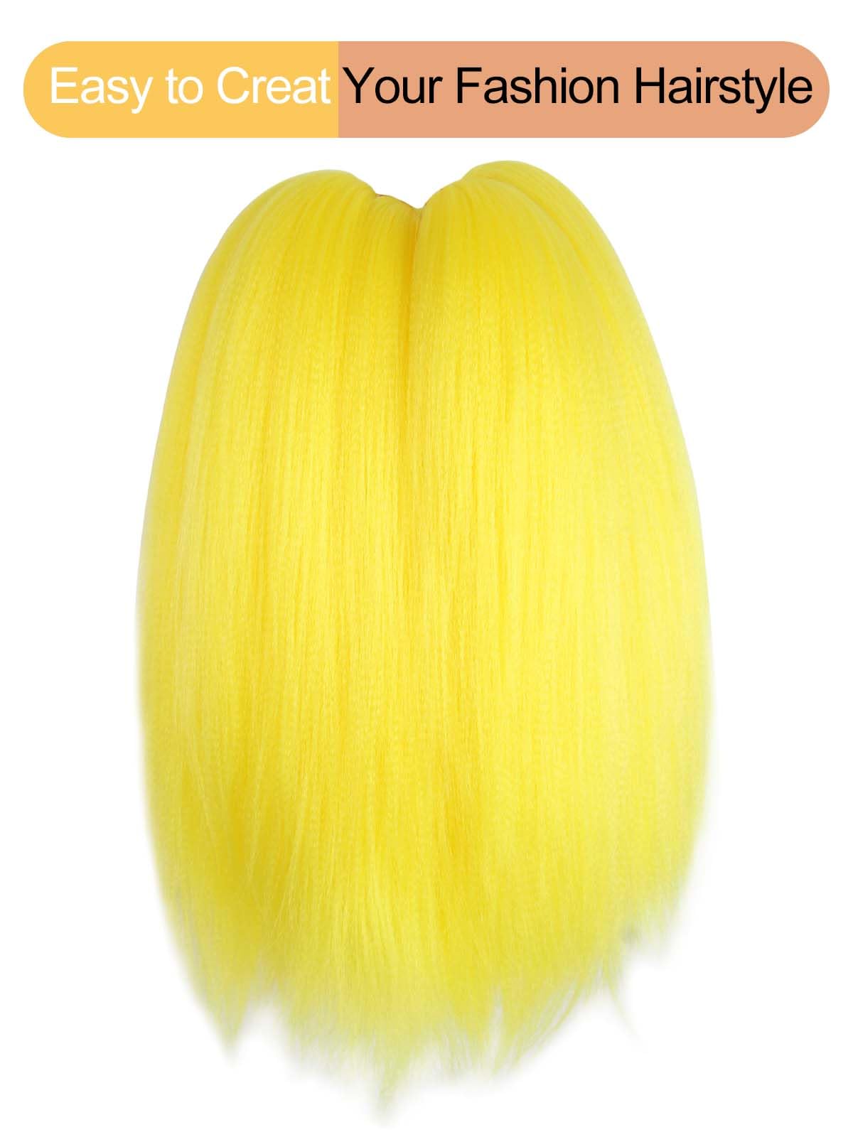 KAVSORAPI Yellow Braiding Hair 12 Inch Pre Stretched Hair Colored Short Straight Crochet Braids Yaki Texture Synthetic Fiber 8 Packs (Yellow)