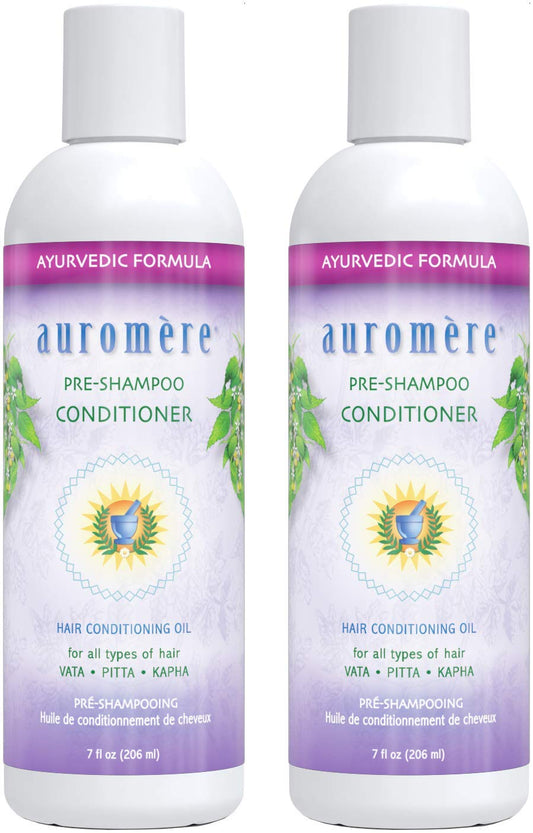 Auromere Ayurvedic Pre-Shampoo Conditioner - Vegan, Cruelty-Free, Non-GMO, Moisturizing, Paraben-Free, Sulfate-Free Conditioning Oil for All Hair Types (7 fl oz), 2 Pack