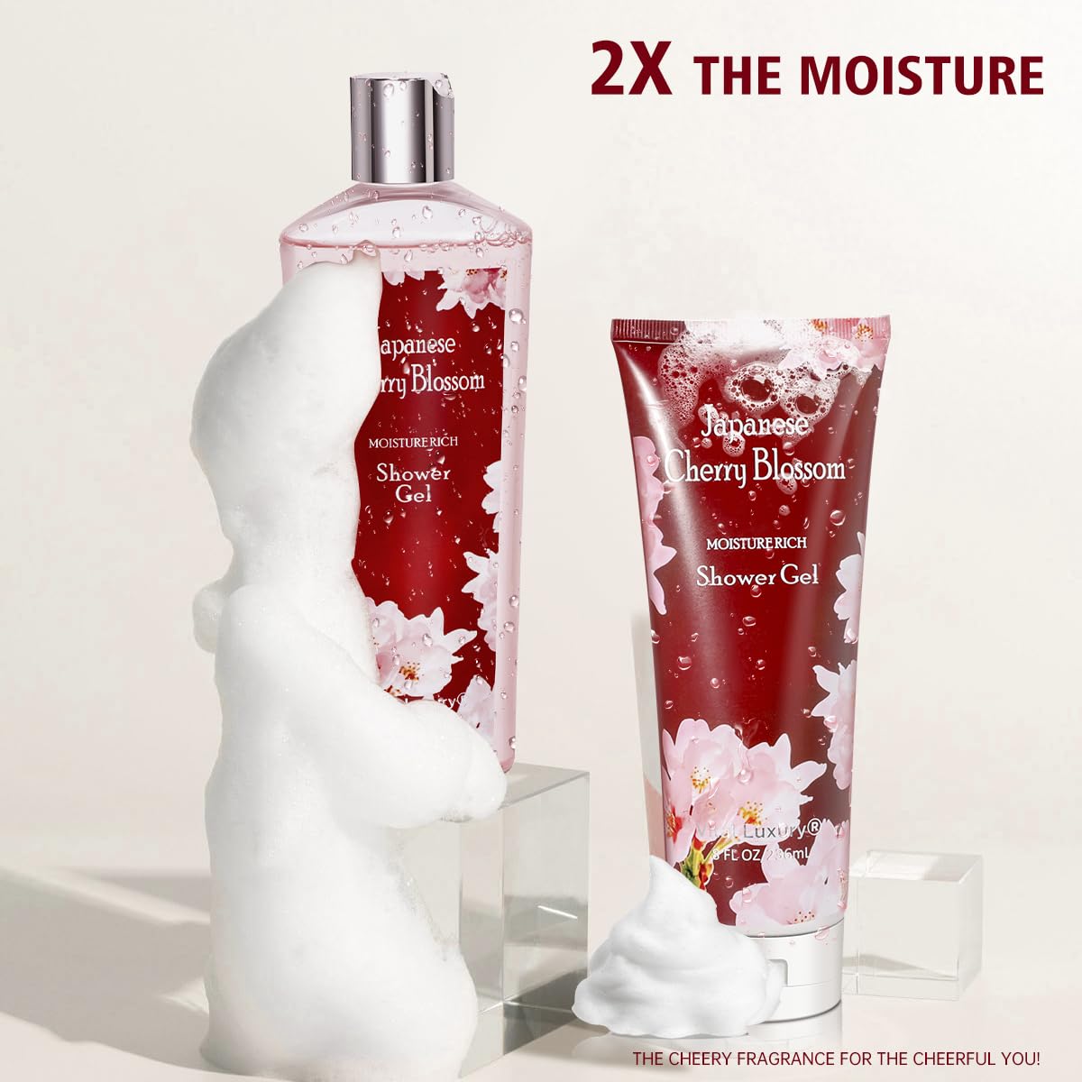 Vital Luxury Japanese Cherry Blossom Shower Gel and Body Cream Set - Nourishing and Moisturizing Daily Skincare - 8 fl.oz/236mL each, Christmas Gifts for Her and Him (Japanese Cherry Blossom)