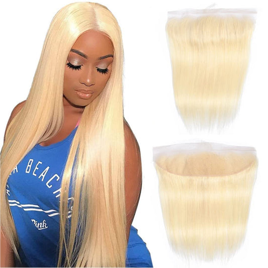 613 Frontal Straight Blonde 13X4 Transparent Hd Lace Frontal Closure 100% Russian Blonde Human Hair Ear To Ear Blonde Frontal 12A Brazilian Virgin Remy Human Hair Extension 20 Inch