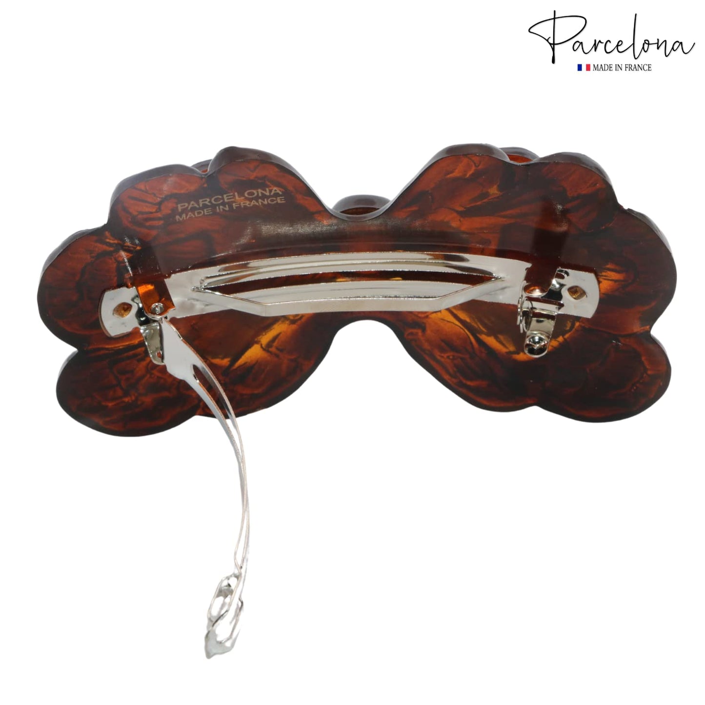 Parcelona French Large Petal 3.5" Celluloid Women Hair Barrette Clip (Brown)