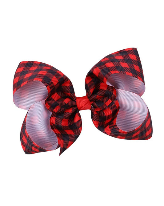 Plaid Hair Bow Clips Kids Girls Buffalo Plaid Hair Pin Checkered Plaid Hair Bow Pin BBG70 (B0-Black Red)