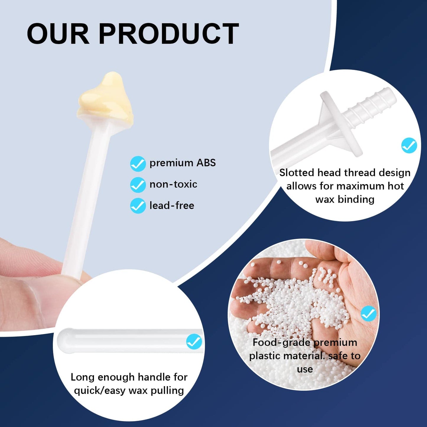 Nose Wax Sticks Plastic Nose Wax Applicators Plastic Wax Rod Wand Nose Waxing Strips Disposable Spatulas For Nostril Cleaning And Nose Hair Removal (200 pieces)