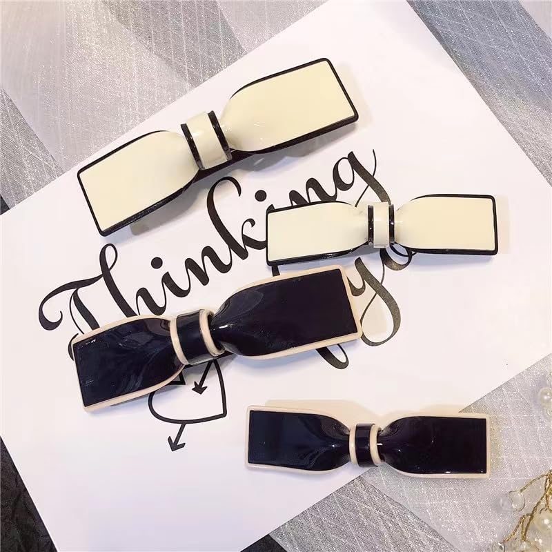 2Pack White French Style Resin Hair Barrettes Fashion Hair Accessories Automatic Clasp Hairgrips geometric Hair Clippers Hairpins for Women Girls