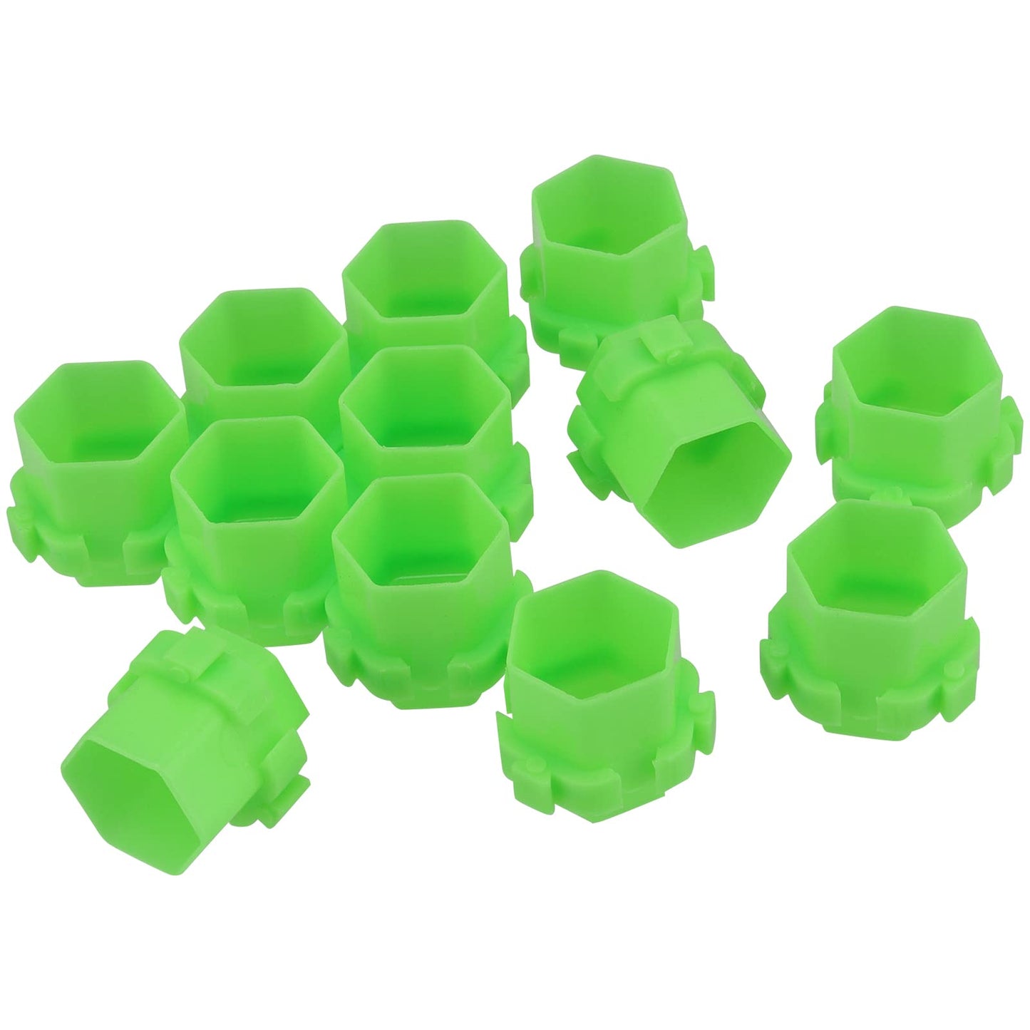 KEILEOHO 600 PCS Green Honeycomb Tattoo Ink Cups, Honeycomb Shape Pigment Holder Cups, Spliceable Tattoo Ink Cap Tattoo Accessories for Tattoo Artists and Beginners, 2.8 ml Capacity