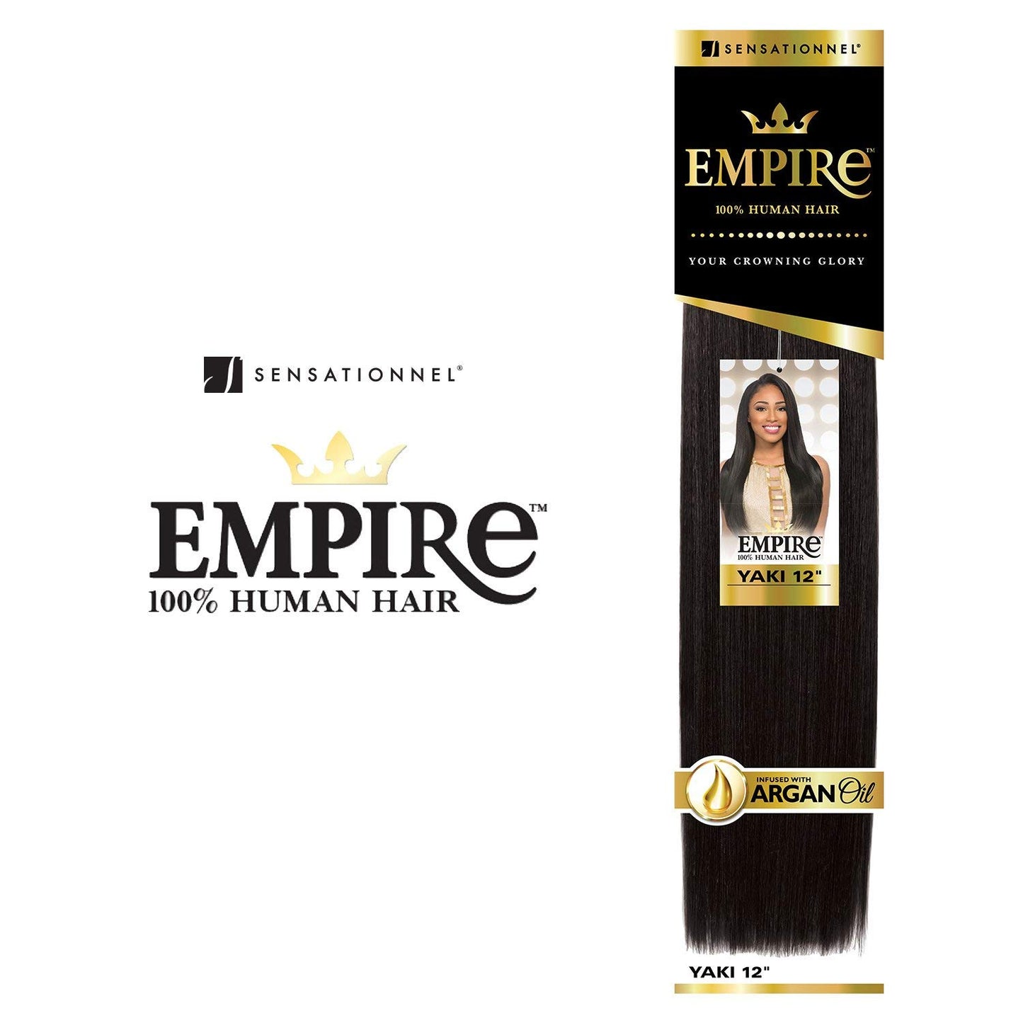 Sensationnel Empire yaki weave hair - Empire straight human hair yaki texture hair for weaving and sew in styles - Empire yaki 1 pack (18 inch, 1B OFFBLACK)