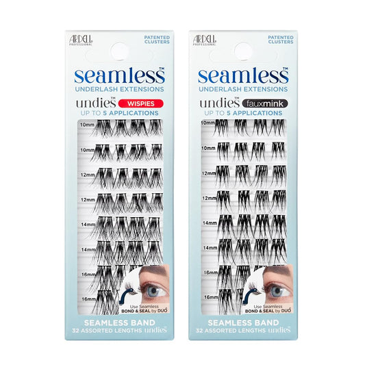 Ardell Seamless Extensions Refill Kit, Wispies And Faux Mink Combo Pack, 32 Assorted Lengths, Customizable DIY Underlash Clusters for Natural Volume & Length