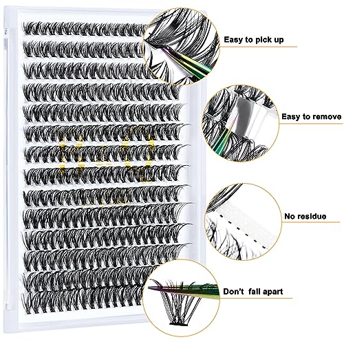 Lash Clusters 40D-C-13 LASH Individual Lashes 280 Clusters False Eyelash 10D 20D 30D 40D Lash Clusters Extensions Individual Lashes Cluster DIY Eyelash Extensions at Home (40D-C,13MM)