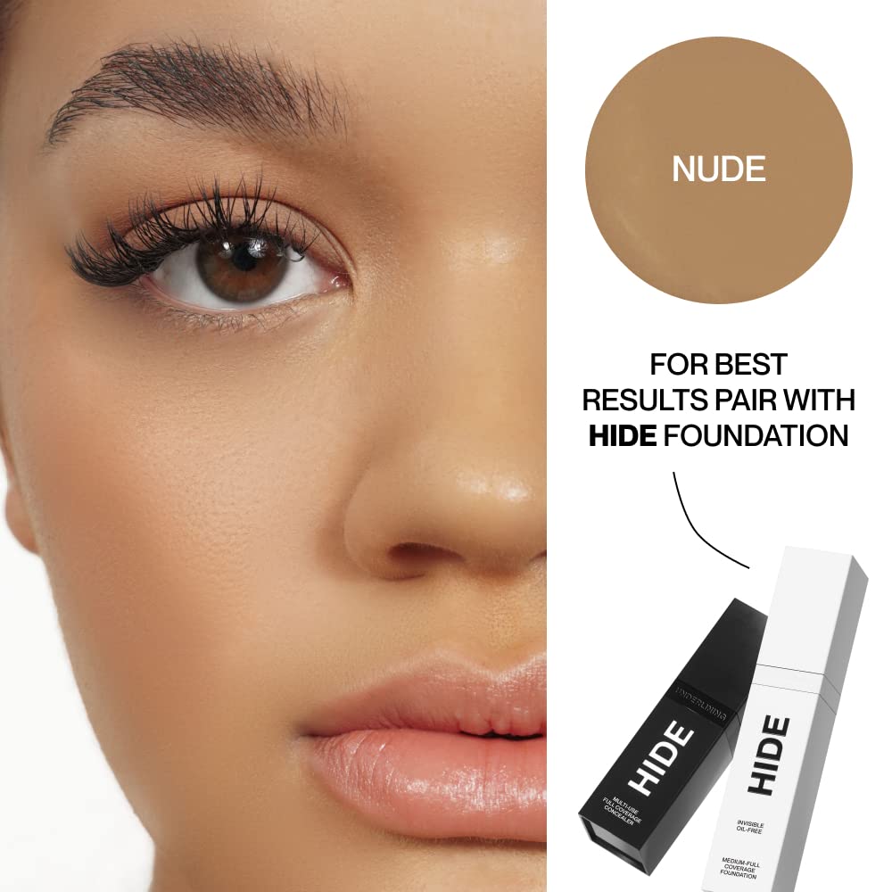 HIDE Liquid Concealer, Medium to Full Coverage Concealer for Blemishes, Under Eye Dark Circles & Scars, Oil Free Concealer, Nude (See Shade Finder), 0.5 fl oz