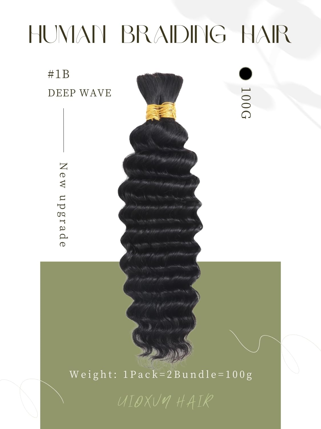 Human Braiding Hair 2Bundles 100g 22 Inch Deep Wave Bulk Human Hair for Braiding No Weft 12A Brazilian Virgin Curly Human Hair Extensions for Boho Braids Wet and Wavy Human Hair Braiding Hair