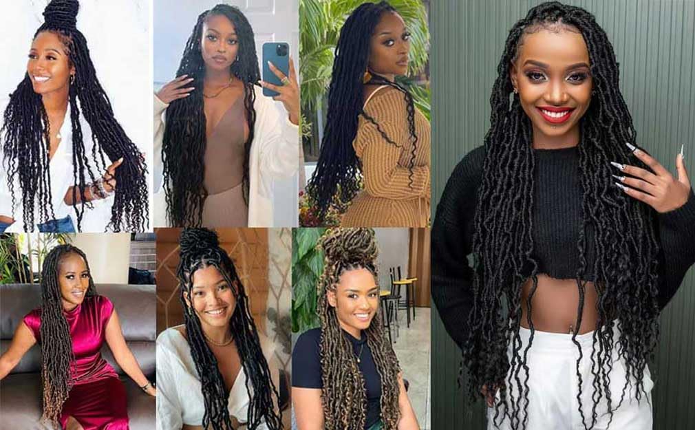 8 Packs Faux Locs Crochet Hair Curly Ends Soft Locs Crochet Braids 24 Inch Bohemian Locs Crochet Loc Hair for Women (24inch(pack of 8), 4#)