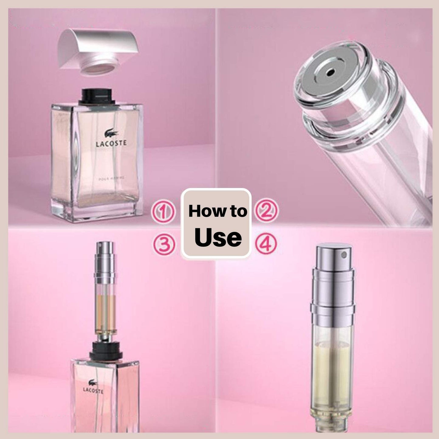 UULANFA Portable Mini Refillable Perfume Atomizer Bottle Empty Pocket Size Cologne Sprayer for Travel 5ml (P-Pink)