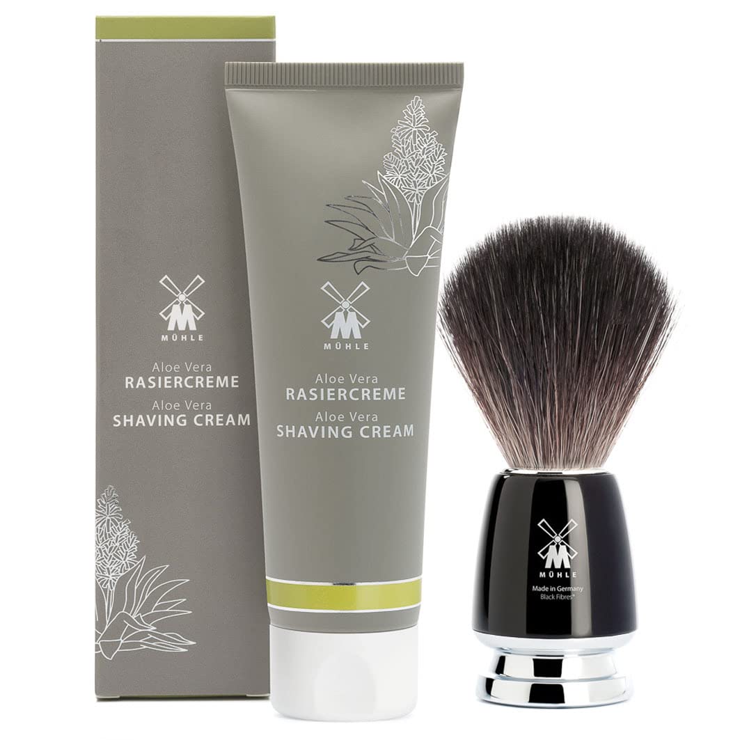 MÜHLE STARTER SET Aloe Vera Shaving Cream & RYTMO Black Fibre Shaving Brush